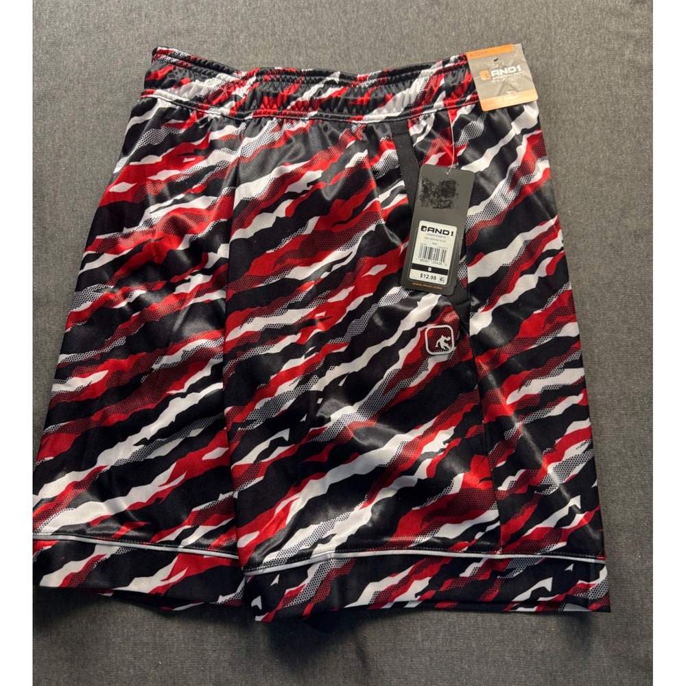 AND1‎ Boys Active Basketball Shorts Red Black White Camo NWT